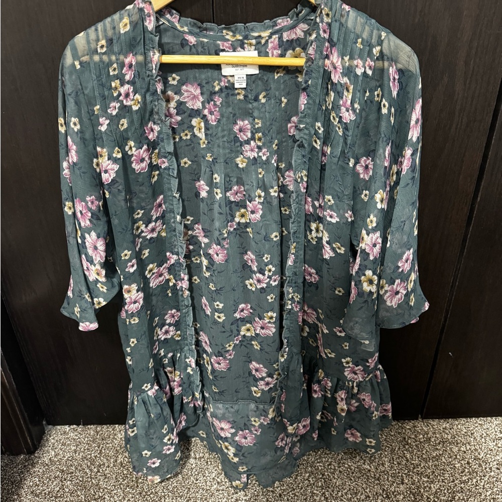 American Eagle Outfitters Floral Cardigan- Green and Pink